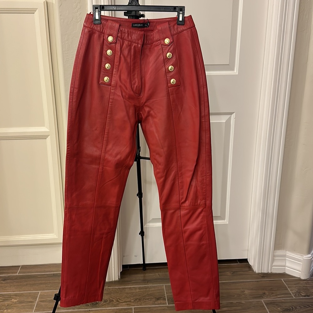 Karen Millen leather pants with golden buttons size 6